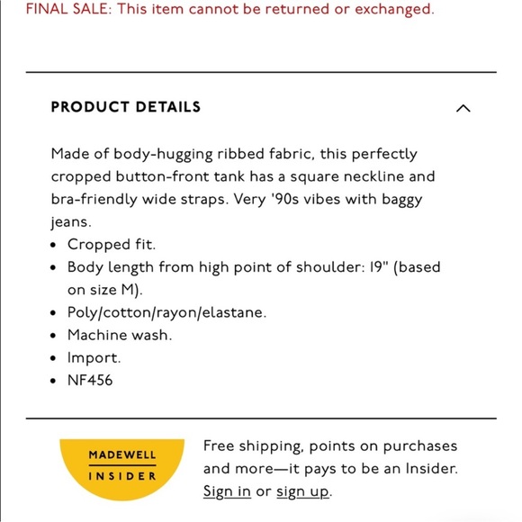 ☀️SALE☀️ Madewell Ribbed Button Front Crop Tank - Terrace Blue Size: Small - Picture 4 of 9